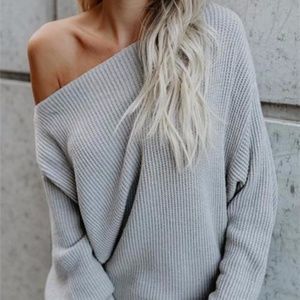 NEW Vici Dew Shoulder Grey Acrylic Sweaters